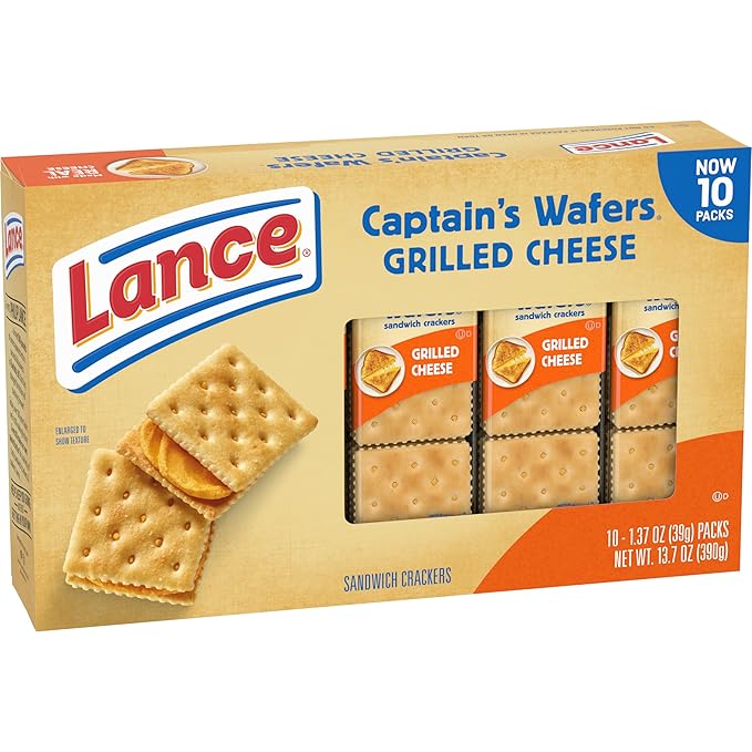 Lance Sandwich Crackers, Captain's Wafer Grilled Cheese, 10 Individual Packs, 6 Sandwiches Each