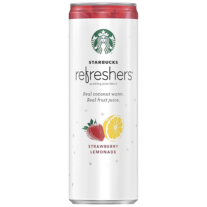 Starbucks Refreshers, 3 Flavor Variety Pack (Peach,Cherry, Stw Lmd), 12 Ounce Sleek Cans (Pack of 12)