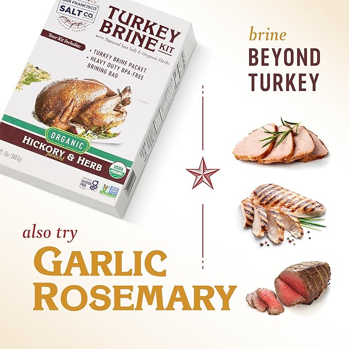 Organic Turkey Brine Kit - 13 oz. Hickory & Herb with Brine Bag by San Francisco Salt Company