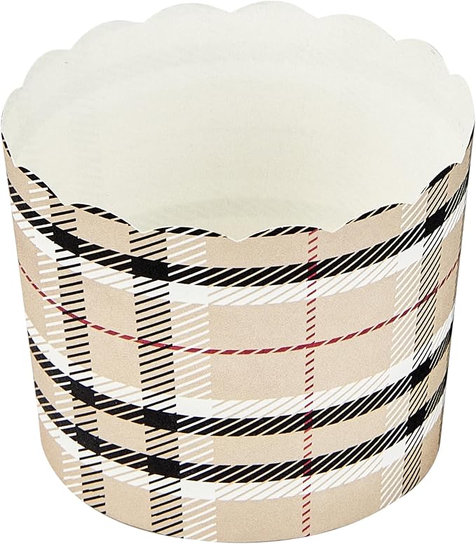 Panificio 6 Ounce Cupcake Wrappers, 200 Scalloped Baking Cups - Oven-Ready, Greaseproof, Plaid Paper Cupcake Liners, Disposable, For Birthdays, Baby Showers, Or Weddings - Restaurantware