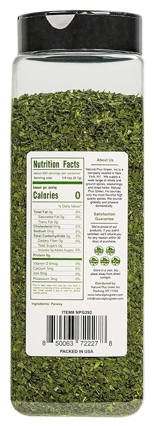 NPG Freeze-Dried Parsley Flakes 3 Oz, Dehydrated Chopped Parsley for Cooking, Soups, Pasta, and Garnish, Aromatic Herb Seasoning, Non-GMO, Gluten-Free, Green Leafy Curly Herb