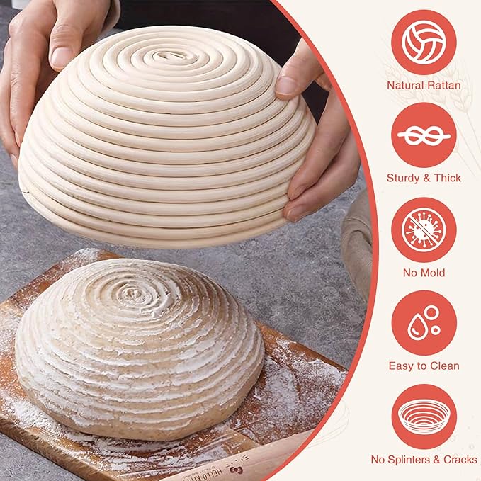 Aliggbent 38Pcs Sourdough Bread Baking Supplies, 10'' Round & Oval Banneton Bread Proofing Baskets with 24 oz Sourdough Starter Jar Kit, Digital Scale, Bags ï¼?Bread Making Tools Kit for Artisan Baking