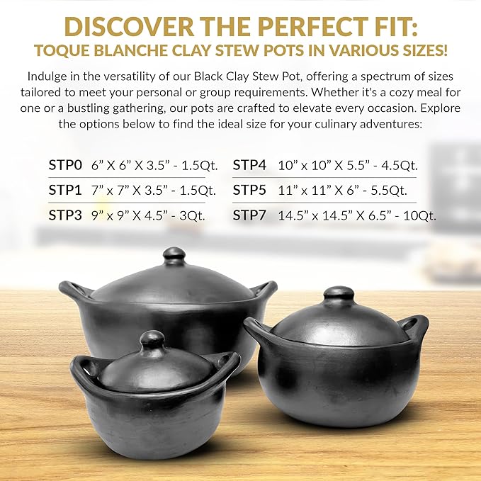 Authentic La Chamba Stewpot-Elegant, All-Natural Black Clay Dutch Oven for Braising, Baking, Roasting Chicken, Cooking Beans - Stovetop & Oven Safe ??Handmade in Colombia - Medium, 3 Qt.