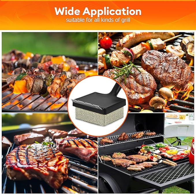 Bristle-Free BBQ Grill Brush & Scraper | Safe Cleaning Tool With 3 Replaceable Heads | Heavy Duty Stainless Steel Cleaner for Outdoor Grilling | Ideal for Charcoal and Gas Grills