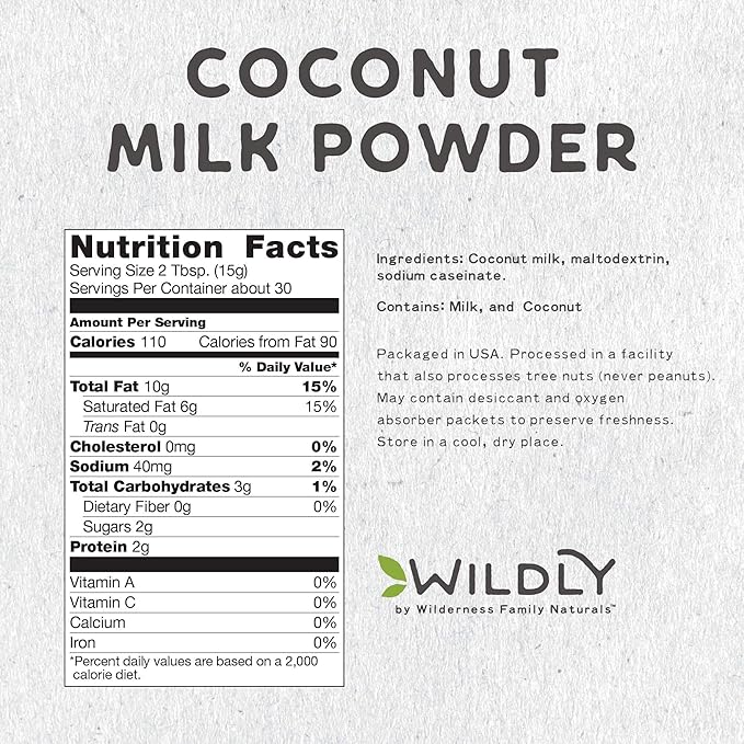 Wildly Conventional Coconut Milk Powder 16 Oz, 1 lb Bag - Naturally Sweet Creamer, Extra Creamy | Perfect in Smoothies, Coffee, Baking, & Cooking