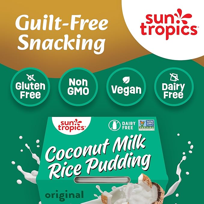 Sun Tropics Coconut Milk Rice Pudding Snack, Original, Gluten Free, Dairy Free, Vegan, Low Sugar, Non-GMO, Ready-to-Eat, 8.46 Oz (Pack of 6)