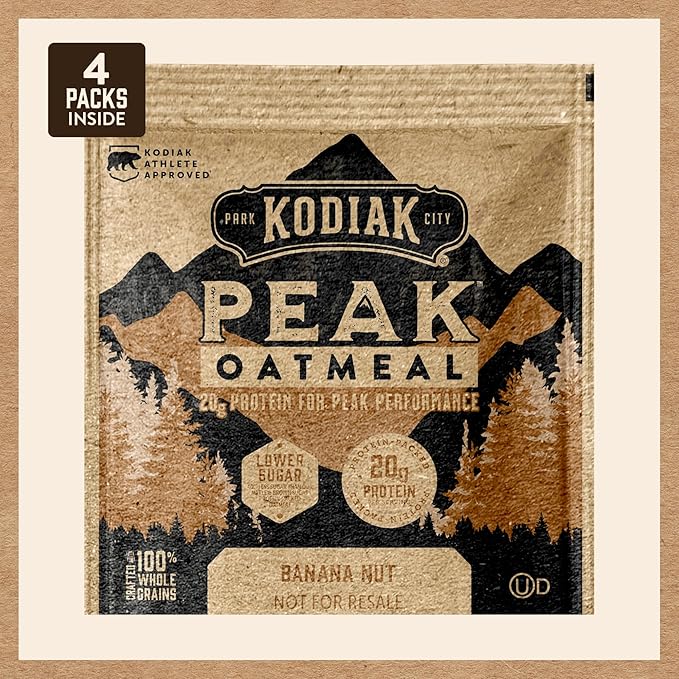 Kodiak Cakes Peak Instant Oatmeal Packets, Banana Nut, High Protein,100% Whole Grains, 6 box with 4 packets each (Total of 24 packets)
