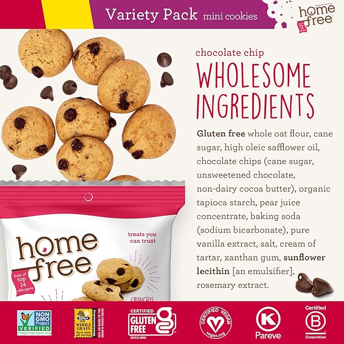 Homefree Treats You Can Trust Gluten Free Mini's, Variety pack with Lemon Burst, 30 Count