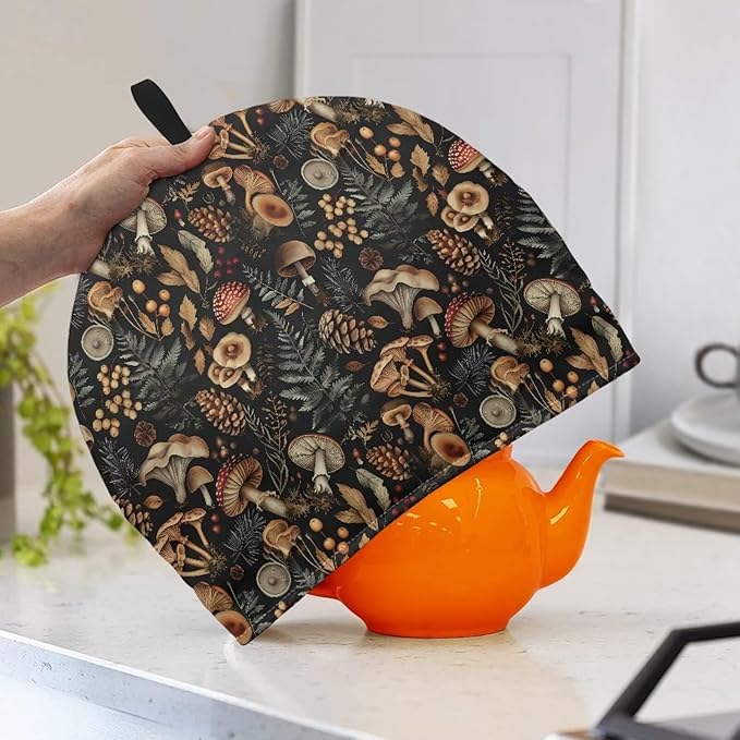 Mushroom Print Tea Cozy Cover Warmth Keep Tea Kettle Cover Teapot Cozy Tea Pot Cozies Heat Resistant Teapot Protector Home Kitchen Accessories D챕cor