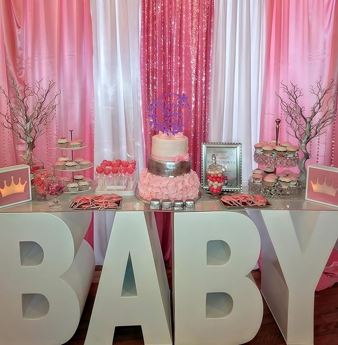 Welcome Baby Girl Cake Topper - Deep Purple Glitter Baby Shower Cake Decorations, Baby Girl Cake Decor, for Baby Shower/Birthday Party/Gender Reveal Party Photo Booth Props