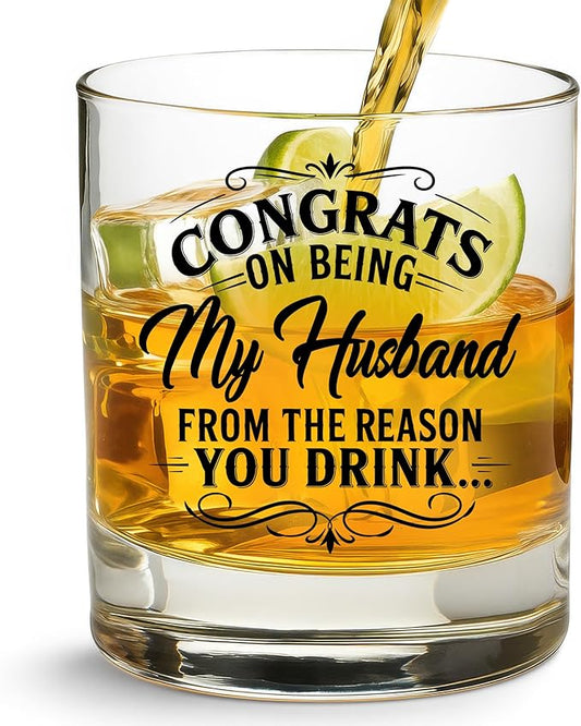 NewEleven Gifts For Husband - Husband Anniversary, Birthday Gift, Meaningful Gift For Him - Funny Gifts, Whiskey Present For Husbands From Wife, Her - Whiskey Glass