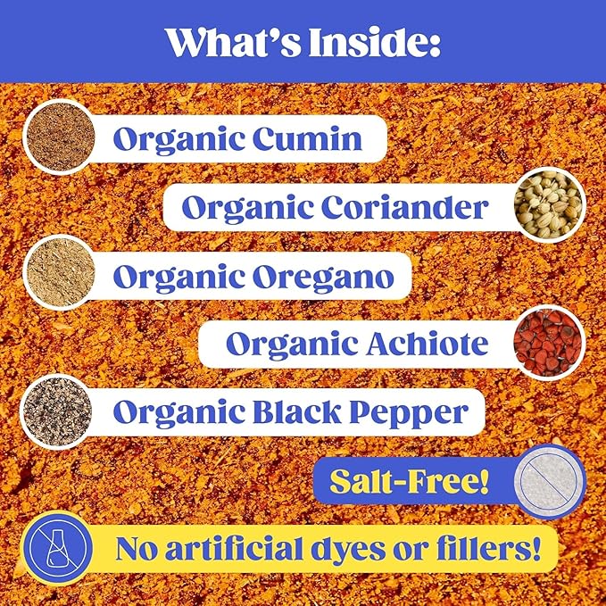 Loisa Seasoning, USDA Organic, Non-GMO, No-MSG, No Preservatives, No Artificial Coloring, No Artificial Flavors, 2.9oz (SALT-FREE Sazón Two Pack)