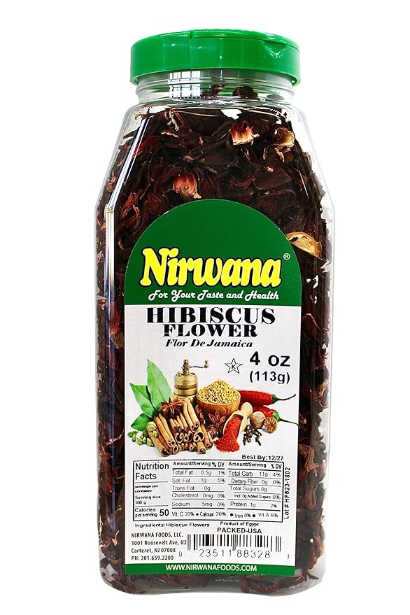 Premium Dried Hibiscus Flowers ??Whole Flower Petals for Herbal Infusions, Loose Leaf Blends, and Culinary Use ??Great with Dandelion Root, Raspberry Leaf, and More 4 oz Jar