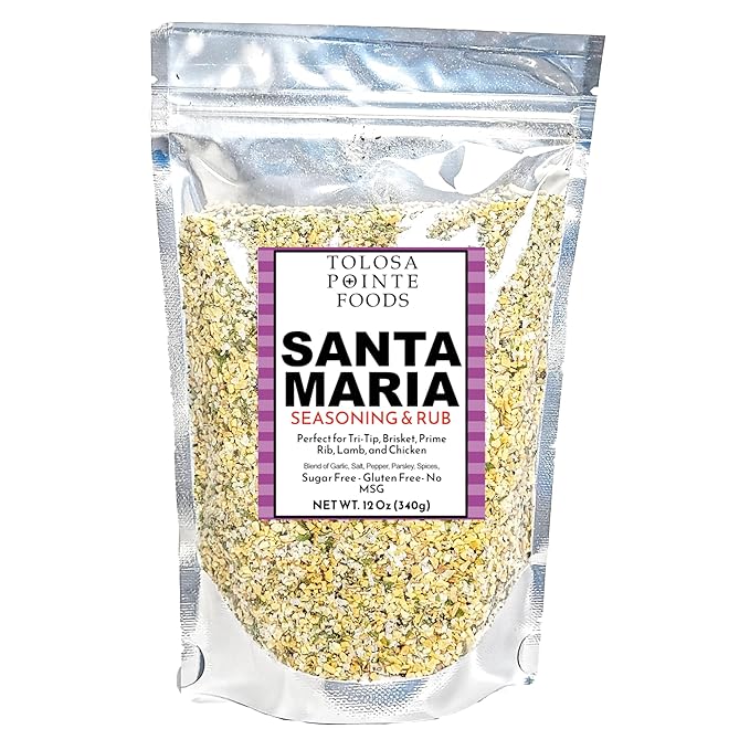 Tolosa Pointe Santa Maria Seasoning & BBQ Rub, 12 Oz, Sugar Free, Gluten Free, for Tri Tip, Pork, Steak, Chicken, Prime Rib Roast, & Grill, Traditional Style (Pack of 1)