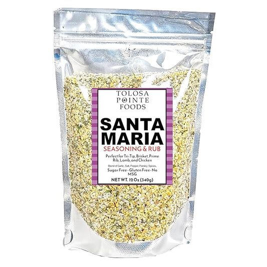 Tolosa Pointe Santa Maria Seasoning & BBQ Rub, 12 Oz, Sugar Free, Gluten Free, for Tri Tip, Pork, Steak, Chicken, Prime Rib Roast, & Grill, Traditional Style (Pack of 1)