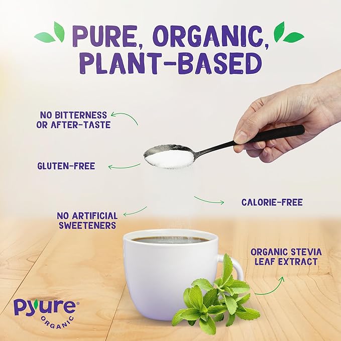 Pyure Organic Stevia Blend | Granulated Sugar Substitute with Zero Calories & Carbs | Keto, Diabetic & Vegan Friendly | Sugary Taste Alternative | USDA Organic Non-GMO | Good For Baking | 2.5lb (40oz)