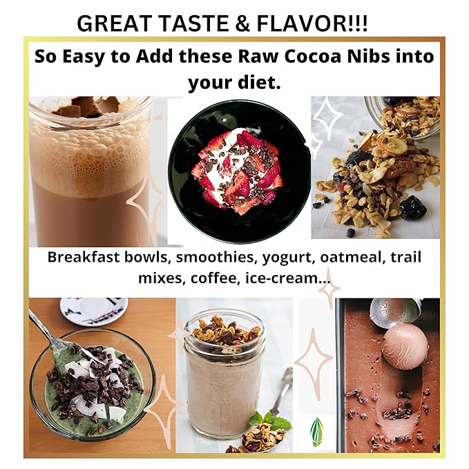 Cacao Nibs Organic - 100% Dark Chocolate Chips - Raw, Unsweetened Cocoa Pieces - 16 Oz - Keto and Vegan Superfood - Healthy Sugar Free Snack or Add to Smoothies or Baking by Pure Natural Miracles