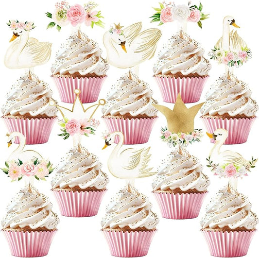 40 Pcs Swan Cupcake Toppers - Elegant Swan Party Decorations and Swan Cake Decor - Perfect for Swan Birthday Cupcake Toppers, Swan Baby Shower, and Swan Lake Theme Party