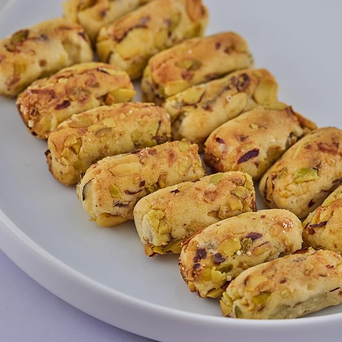 Snacklava Pistachio Date Bites with Cardamom - 20 Pack (3 Pieces per Pack) - Pistachio and Date Filled Maamoul Shortbread Cookies - No Artificial Ingredients, Colors or Preservatives