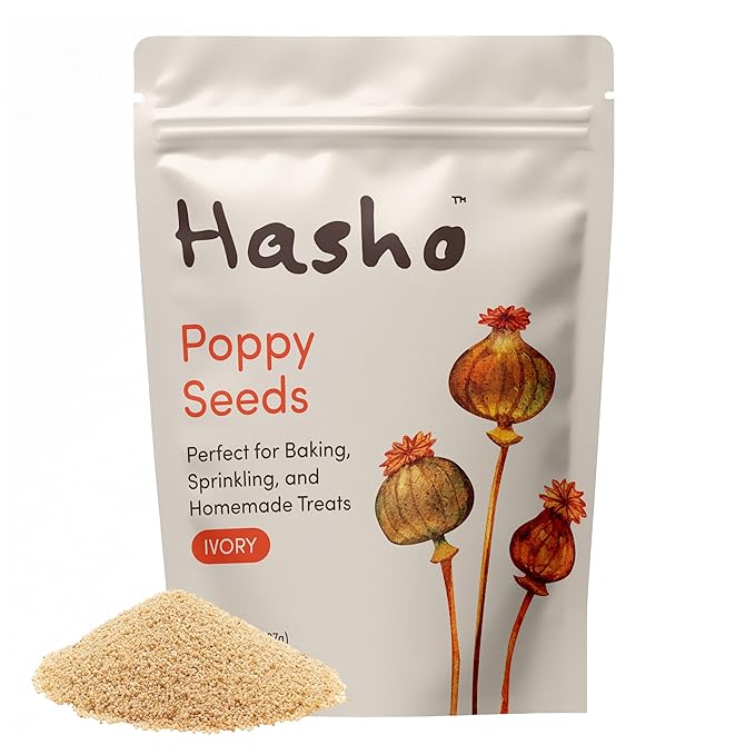 Hasho Whole Poppy Seeds ??Ivory (8 oz) ??Non-GMO, Vegan ??For Baking & Sprinkling