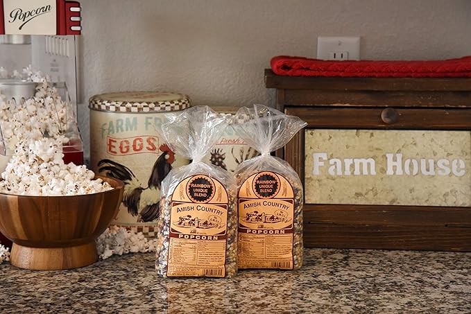 Amish Country Popcorn | 2-2 lb Bags | Rainbow Popcorn Kernels | Old Fashioned, Non-GMO and Gluten Free