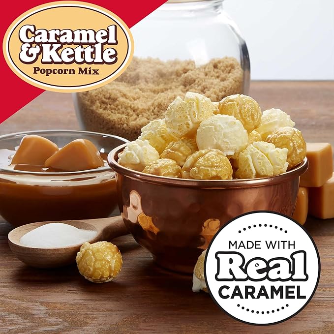 Popcornopolis Caramel & Kettle Mix 6 ct, 1.5 oz Case, Caramel & Kettle Mix Flavored Indulgent Popcorn