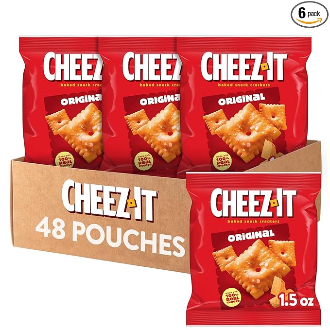 Cheez-It Cheese Crackers, Baked Snack Crackers, Lunch Snacks, Original (48 Pouches)