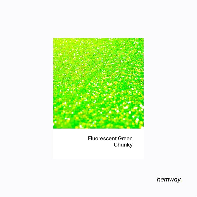 Hemway Premium Glitter Shaker - Fluorescent Green | 130g Chunky Metallic Flake Sequins for Resin & Epoxy Crafts | Craft Supplies for Tumblers, Festival, Art