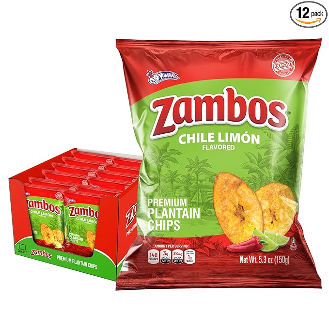 Zambos Plantain Chips Chile Limon (Pack of 12)