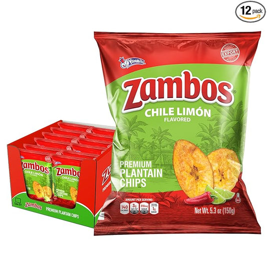 Zambos Plantain Chips Chile Limon (Pack of 12)