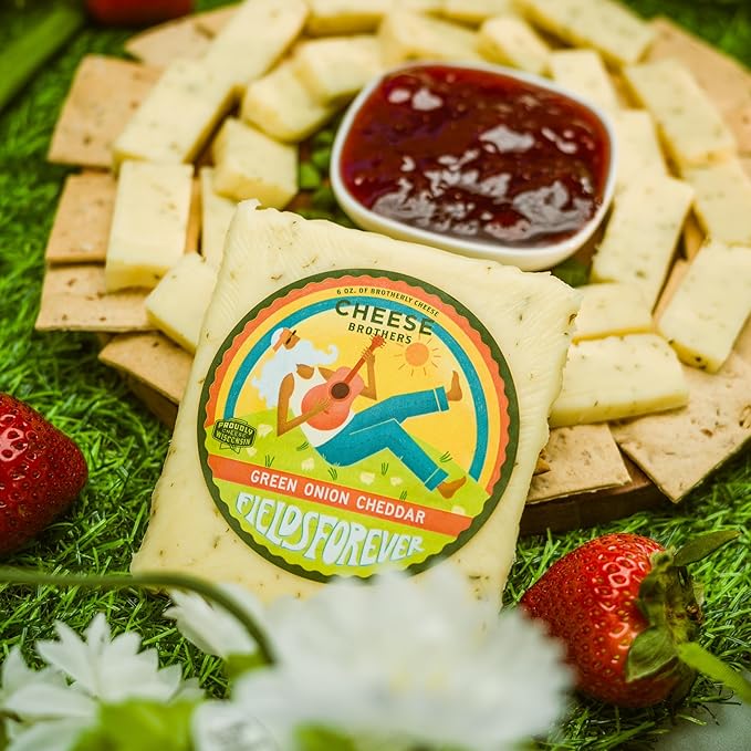 Cheese Bros Family Fest Gift Box with 8 Inch Cutting Board | Fresh from Wisconsin | Includes Baked Bliss, Assorted Cheddar and Gouda Cheeses, Cheese Curds, Alpine-Style Adelheid | Family Gifting Idea