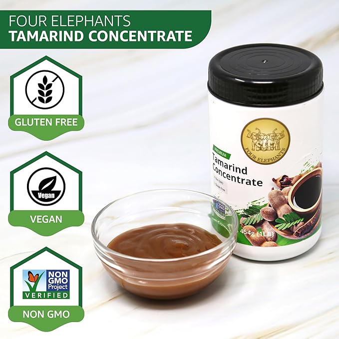 Premium Tamarind Concentrate (2) | Endorsed By Pro Chefs | Key Ingredient For Pad Thai and Asian Cuisines | Four Elephants Brand