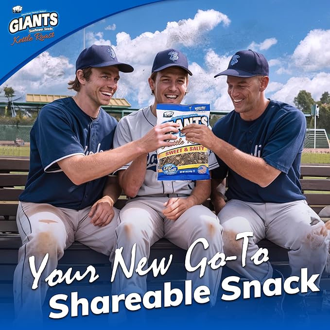 GIANTS Kettle Roast Sweet & Salty Sunflower Seeds - Sunflower Seeds Bulk, Sunflower Seed Snack, Roasted Sunflower Seeds to Eat, High Protein Snack - 5 oz Resealable Bag (Pack of 3)