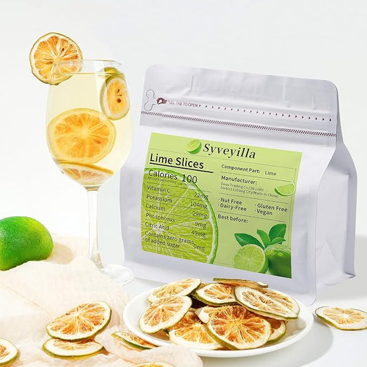 Dried Lime Slices,Dehydrated Lime Slices 8.82oz/250g Perfect for Cocktails,Fruit Tea, Garland, Crafts and Baking Sweet Wheels for Garnish, 100% Natural No Additives No Added Sugar