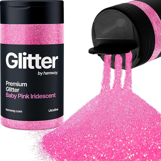 Hemway Premium Glitter Shaker - Baby Pink Iridescent | 130g Ultrafine Metallic Flake Sequins for Resin & Epoxy Crafts | Craft Supplies for Tumblers, Festival, Art