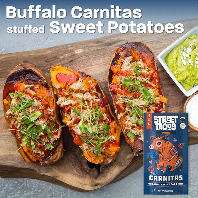 Riega Organic Carnitas Street Taco Seasoning, Perfect Mix for Authentic Slow Cooker Shredded Pork Carnitas 1 Ounce (Pack of 8)