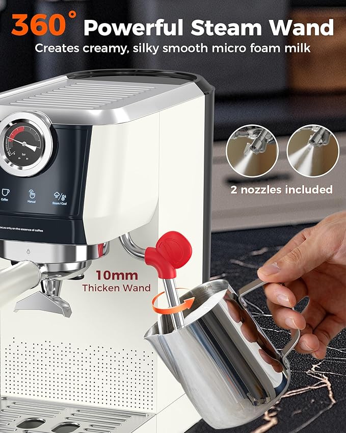 Tuni E2 58mm Espresso Machine 20Bar Espresso Maker, ?ë¦?ë§?ë¦?ë§??ë¦?ë§?ë§?ë§?ë§?ë§?Coffee Maker with 10mm Steam Milk Frother, Semi-automatic Coffee Machine with UKLA Pump for Espresso, Gift for Coffee Lover