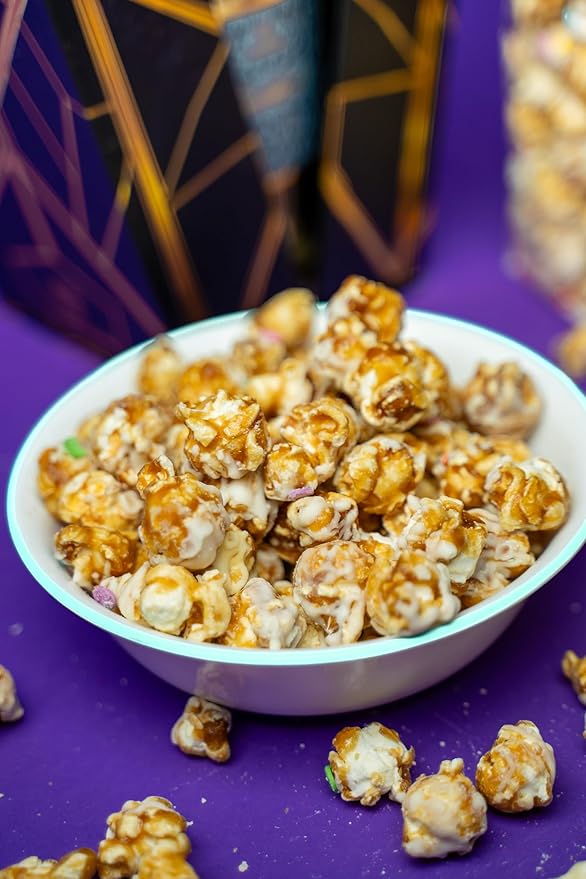 Luxe Bubble Box with Caramel White Chocolate Popcorn by Send A Cake, Ready to Gift, No Assembly Required - Happy Birthday Surprise - Unique Birthday Gift for Women, Men, Sister, Mom, Dad, Best Friend