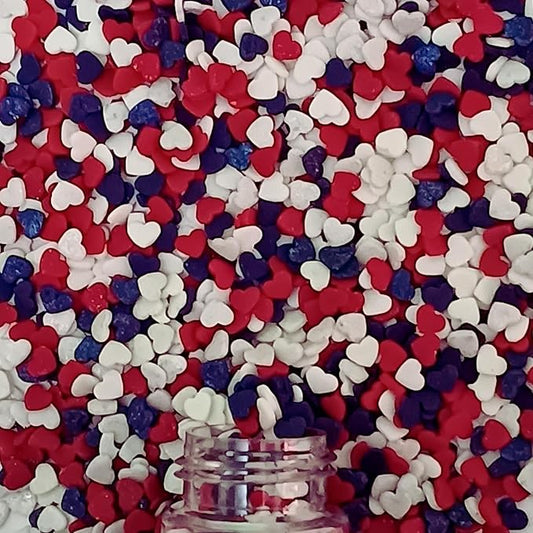 Confect Heart Dessert Sprinkles ??Red, White & Navy Blue | Edible Baking Sprinkles for Cake Decorating, Cookies, Cupcakes & Ice Cream | Vegan, Gluten-Free, Soy-Free, Dairy-Free, Palm Oil-Free- 4.2 Oz
