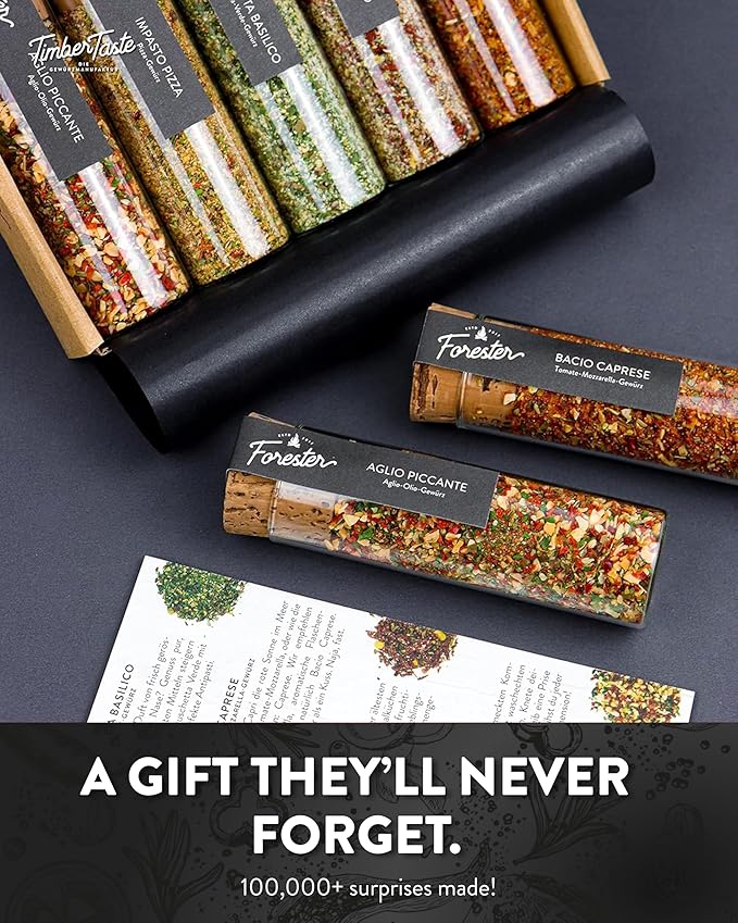 TIMBER TASTE® Italian Spice Gift Set - Gourmet Flavors of Italy - Italian Spices & Seasonings Set for Men & Women - Gifting for Men's Birthdays - Dad Birthday Gifting Ideas