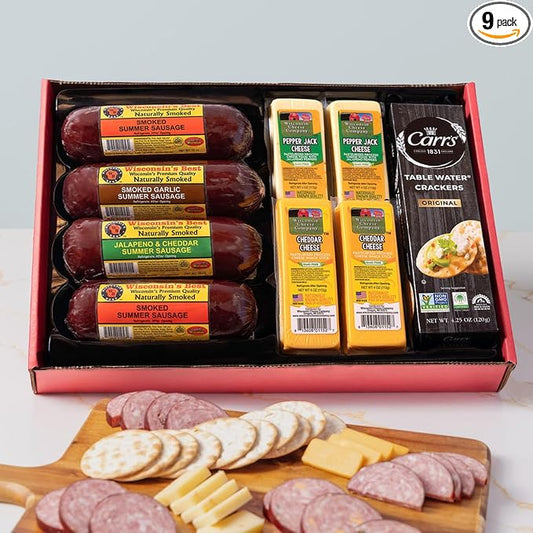 Wisconsin Cheese Company - Ultimate Mancave Gift Box - 100% Wisconsin Cheese, Sausage & Cracker Gift Box | Perfect for Parties, Charcuterie Boards and Birthday Gifts | Great Birthday Gift for Cheese Lovers