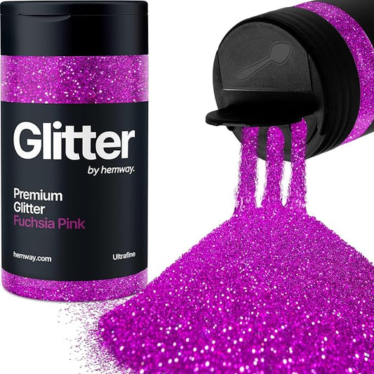 Hemway Premium Glitter Shaker - Fuchsia Pink | 130g Ultrafine Metallic Flake Sequins for Resin & Epoxy Crafts | Craft Supplies for Tumblers, Festival, Art