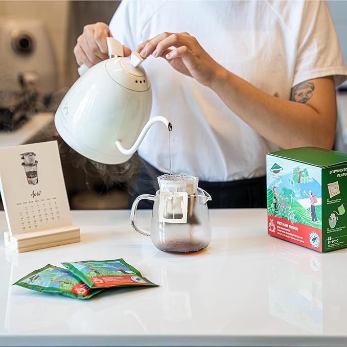 Conihat Drip Coffee Bags - Vietnamese Premium Arabica & Robusta Blend, Medium Roast, Chocolate & Fruity Notes, Smooth & Balanced, Perfect for Office, Traveling & Camping, Single Serve Pour Over Filter Bags, Single Origin, 7 Servings