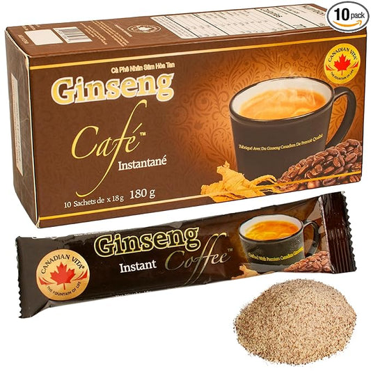 Canadian Vita Ginseng Vietnamese Instant Coffee - Unique Fusion of Canadian Ginseng & Vietnamese Coffee - Rich, Bold & Earthy Flavour - Energy | Focus | Immunity - 10 Sticks