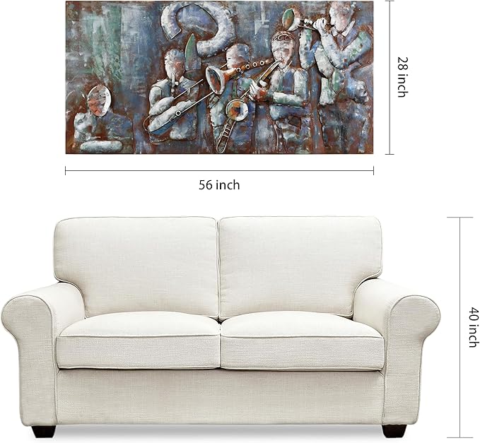 Empire Art Direct Jazz Band Mixed Media Iron Hand Painted Dimensional Wall Art, 56" x 28" x 2.4", Ready to Hang