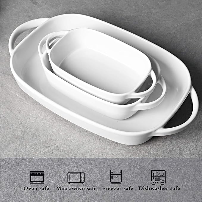 Ceramic Baking Dish Set - Baking Pan and Lasagna Pan for Cooking (White 1 Piece Assortment)