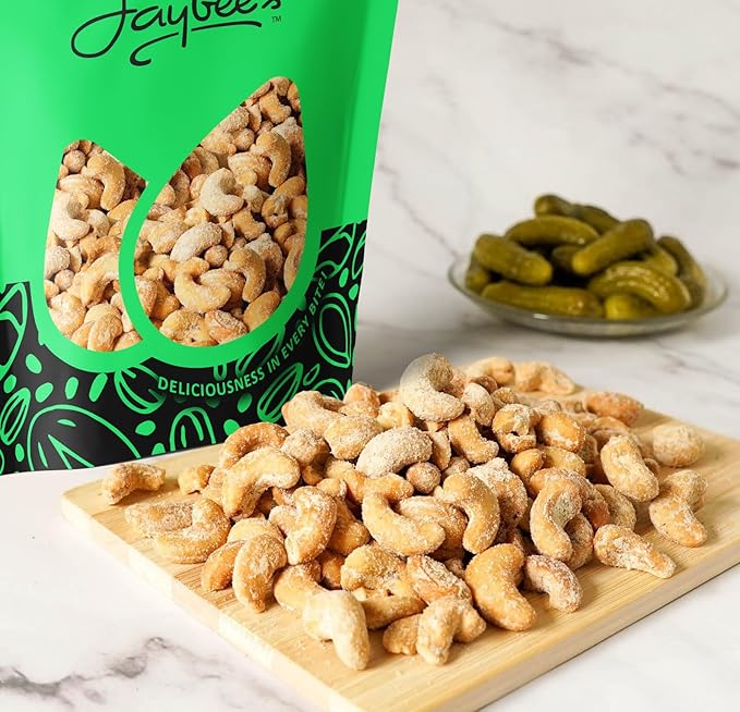 Dill Pickle Cashews 2 Pounds Resealable Pouch | Gourmet Roasted Cashews ??Tangy, Savory, and Crunchy Snack ??High-Protein, Vegan Friendly ??Perfect for Snacking, Gifting, and Meal Prep | Jaybee's Nuts