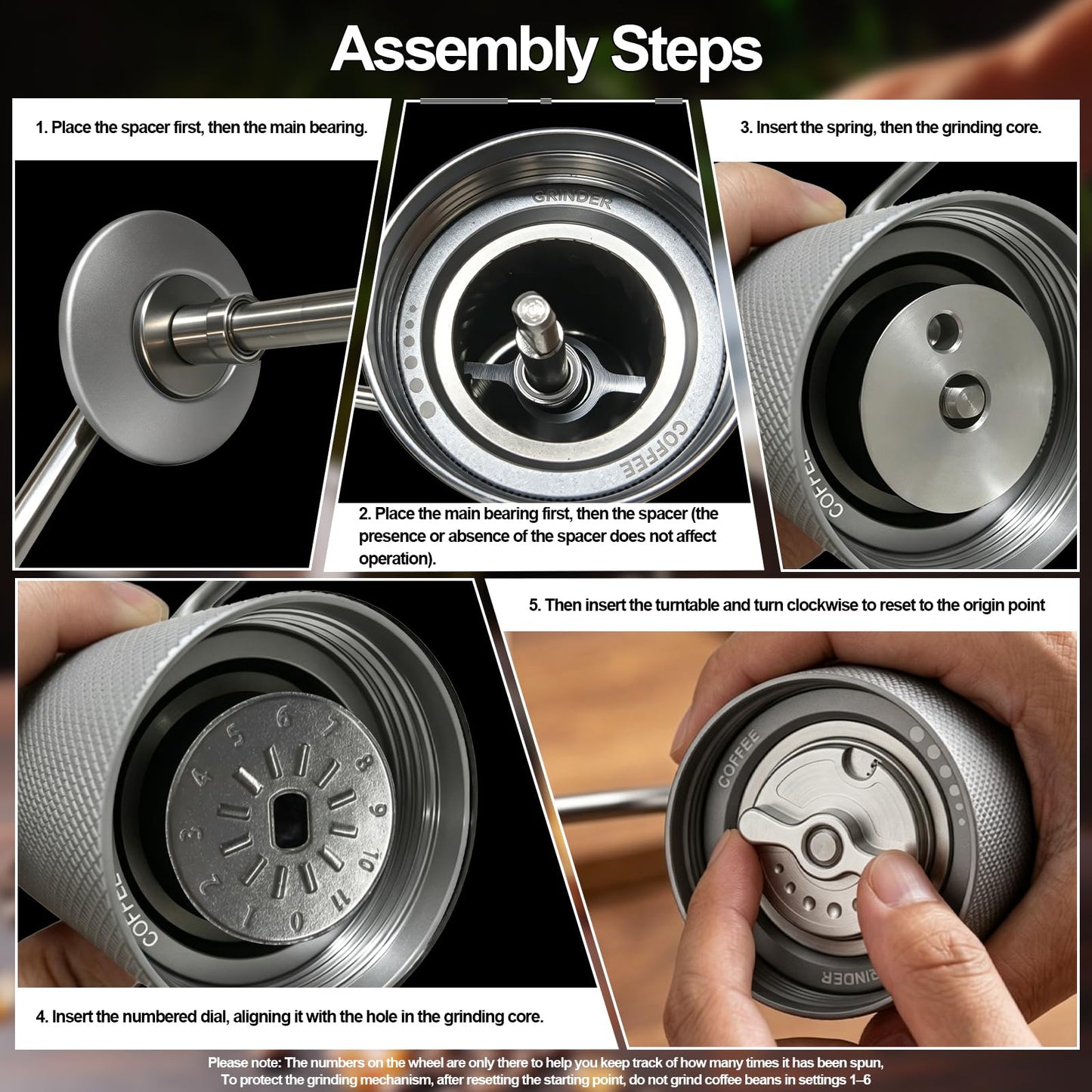 Agilive Manual Coffee Grinder, Adjustable Grinding Settings, Stainless Steel Burrs, Portable