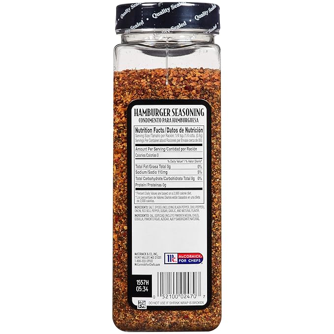 McCormick Grill Mates Hamburger Seasoning, 24 oz - One 24 Ounce Container of Hamburger Seasoning Mix with Bold Blend of Ground Peppers, Onion and Savory Garlic
