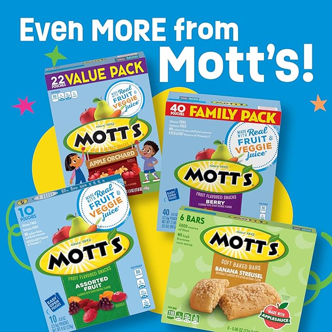 Mott's Fruit Flavored Snacks, Halloween Treats, Animals Assorted Fruit, Gluten Free Snack, Family Pack, 40 Ct, 32 oz